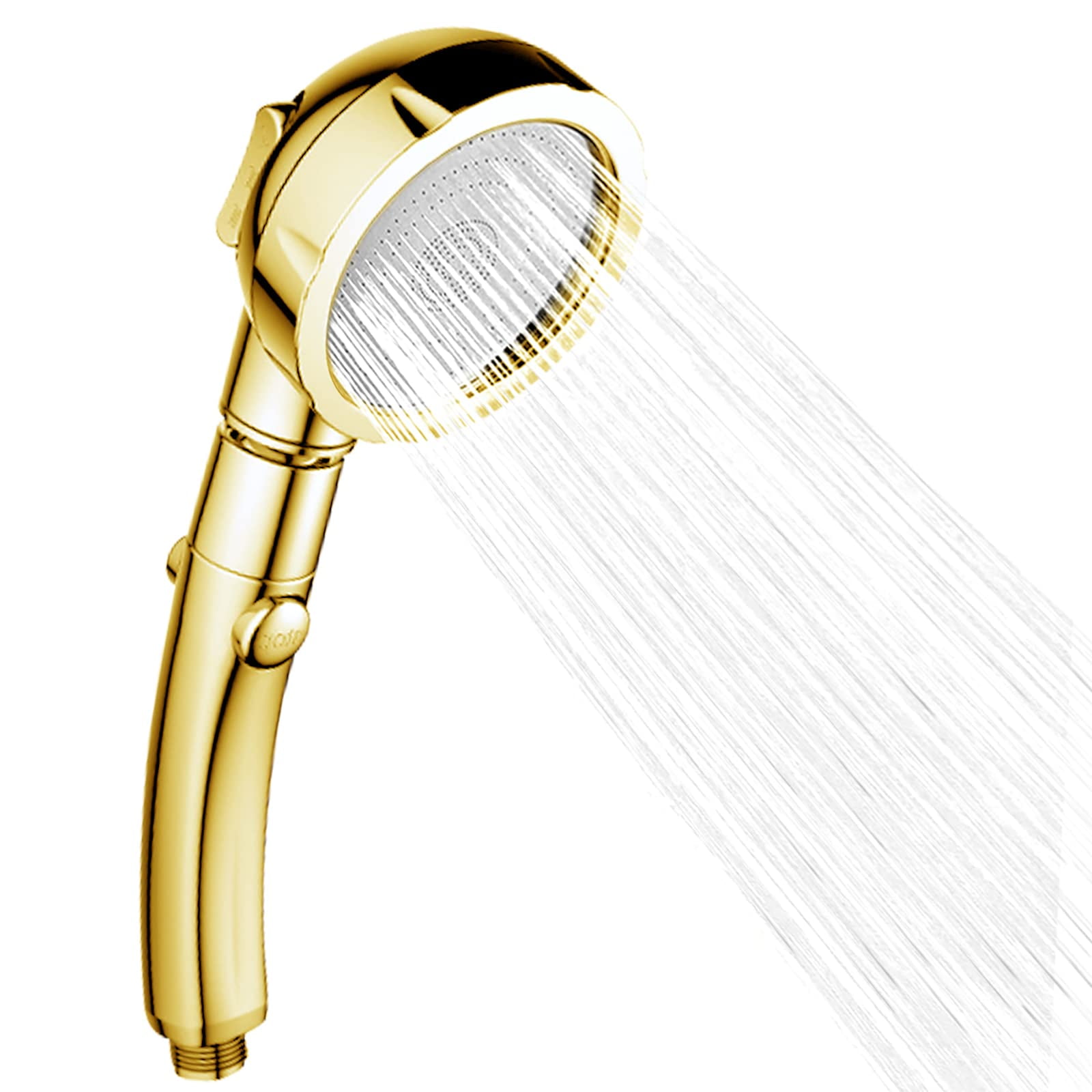 Shower Head High Pressure Water Saving Shower Handheld Stainless Steel 3 Mode Function (Gold)
