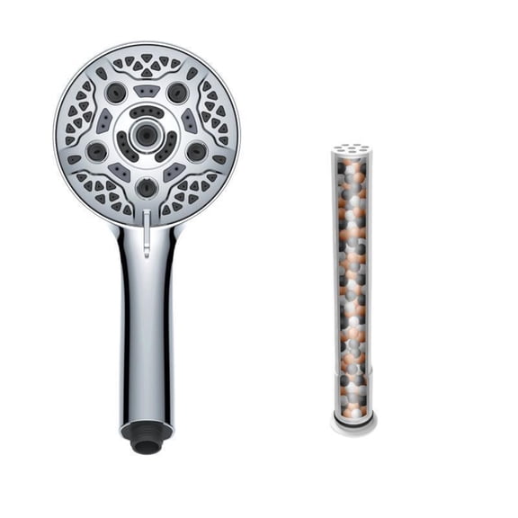 Shower Head, High Pressure Water Shower Head, Drop-resistant Shower Head ,Handheld Water Saving Rain Shower Head with 10 Jet Modes with Filter, Anti-limescale Silicone Nozzles