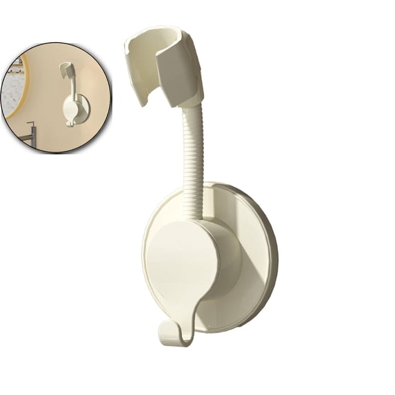 Shower Head Holder, 360° Rotatable & Adjustable Angle, Sideways & Forward Bend Design, Strong Adhesive, No Drill Installation