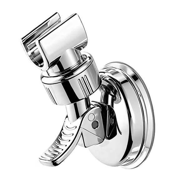Shower Head Holder, Adjustable No Drill Suction Cup 360 Degree Removable Sticky Pad Chrome Polished for Bathroom Handheld Shower Head