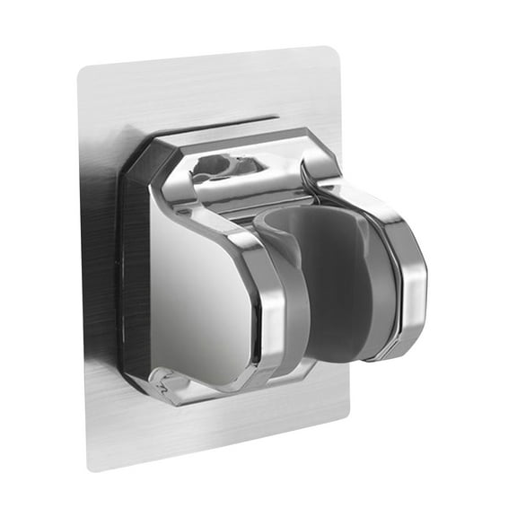 Shower Head Holder Strong Adhesive, No Drilling Wall Mount Adjustable Handheld Showerhead Bracket for RV Bathroom Shower, Fix Firmly and Use Conveniently (Silver) 3.93x2.95"