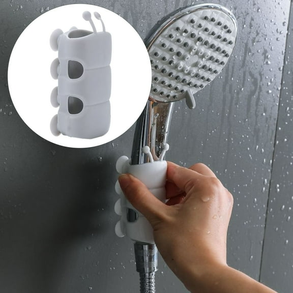 Shower Head Holders Suction Cup Showerhead Bracket for Easy Installation Durable Grey and White for Smooth Bathroom Surfaces Space Saving Accessories, 1.57x1.18x2.95"