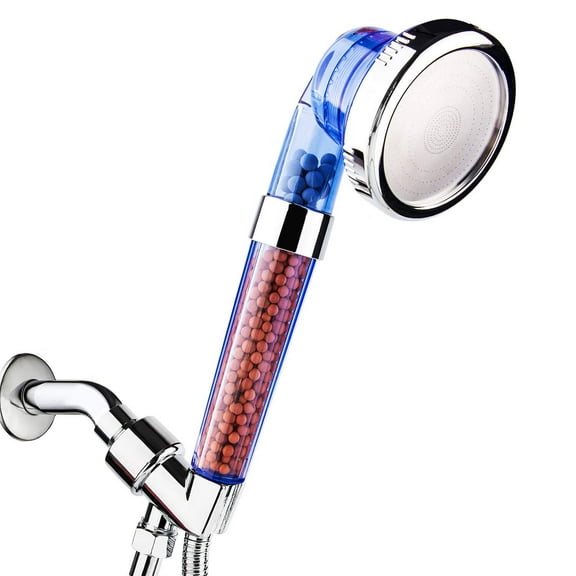 Shower Head With Hose Filter and Bracket High Pressure Spray Showerheads with 3 Setting Water Saving Detachable Handheld Shower Head for Dry Hair and Skin Spa(W-Blue)