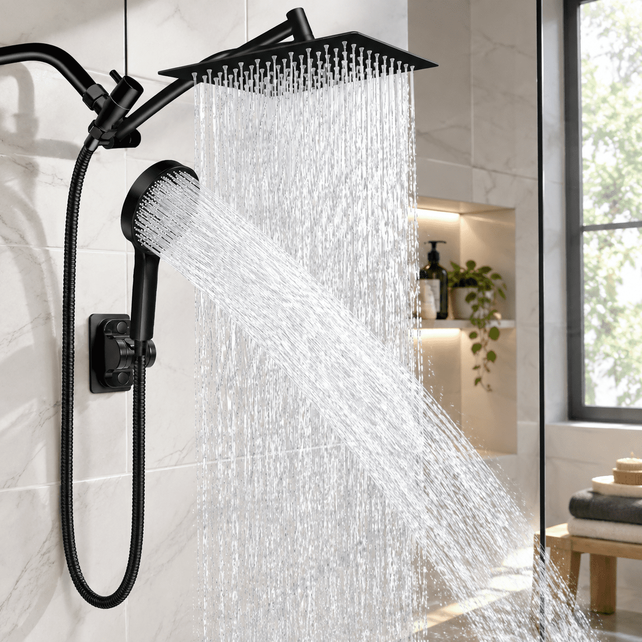 Shower Head Rain With Handheld Spraybo 12 Inch Adjustable High Rainfall ...