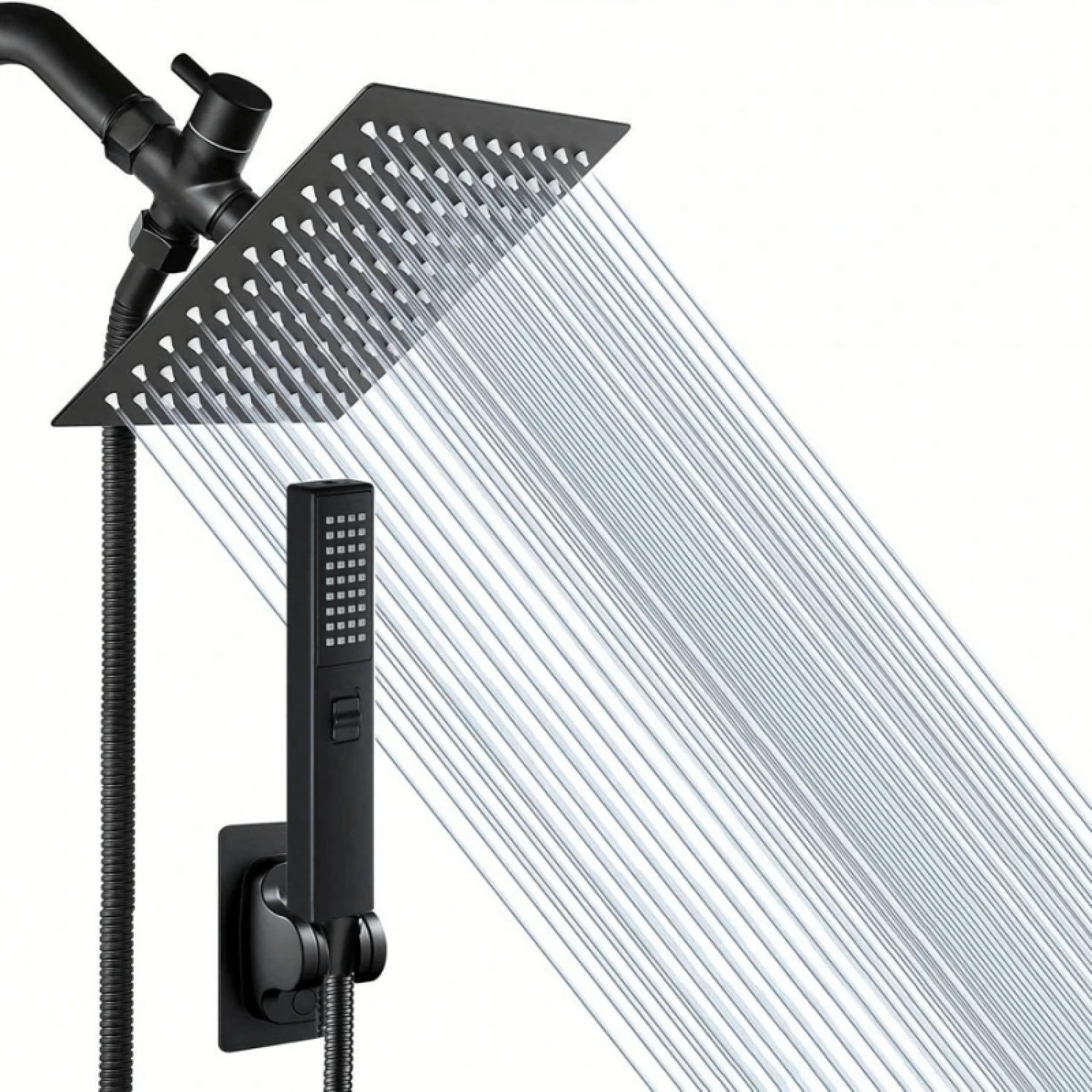 Qzgyoool Metal 12'' Rain Shower Head With Handheld Spray, 4 1 Settings - View #5