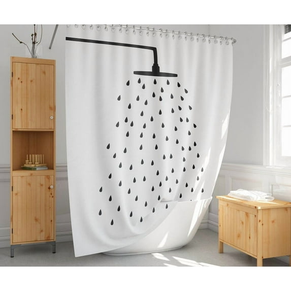 Shower Head Shower Curtain, Black and White Bath Curtain,Funny Bathroom Decor, Modern and Simple Shower Curtain, Halloween Bathroom Decor 66x72in