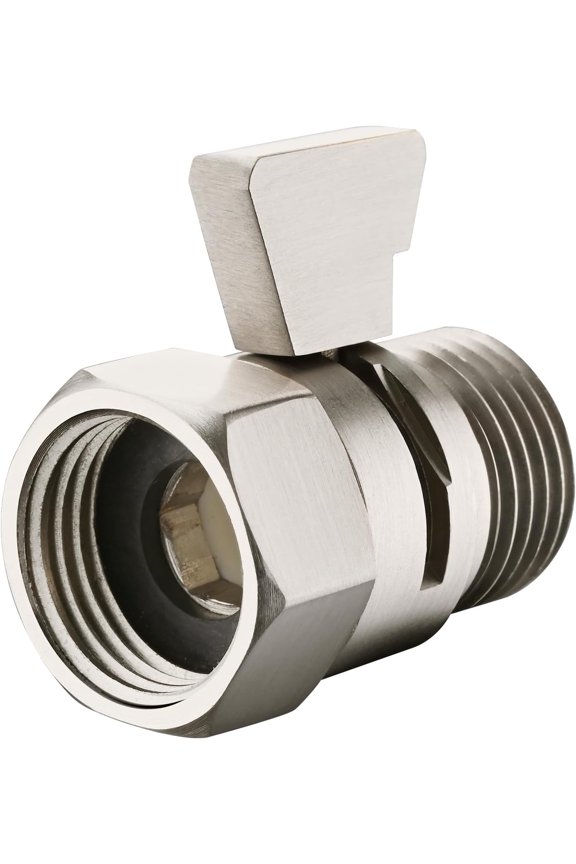 Shower Head Shut Off Valve,Brass Shower Flow Control Valve G1/2 Flow Pressure Regulator (Female and Male) Water Flow Restrictor for Handheld Shower, Bidet Sprayer, Chrome