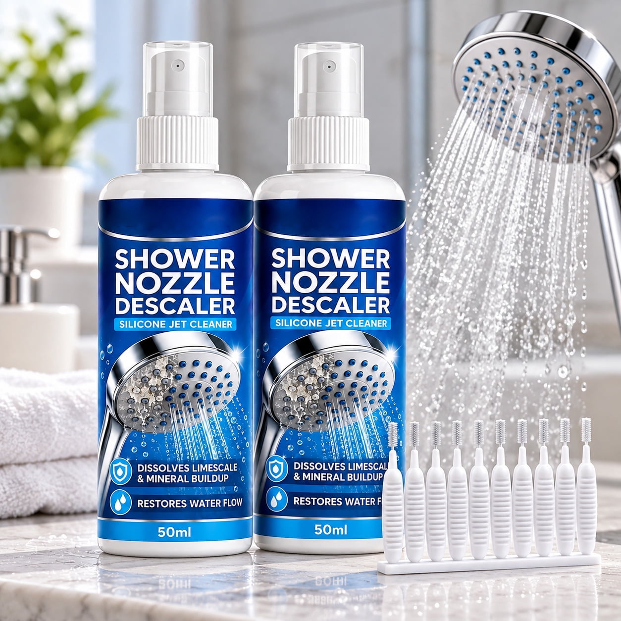 Shower Head Silicone Nozzle Descaler – Fast-Acting Limescale Remover ...