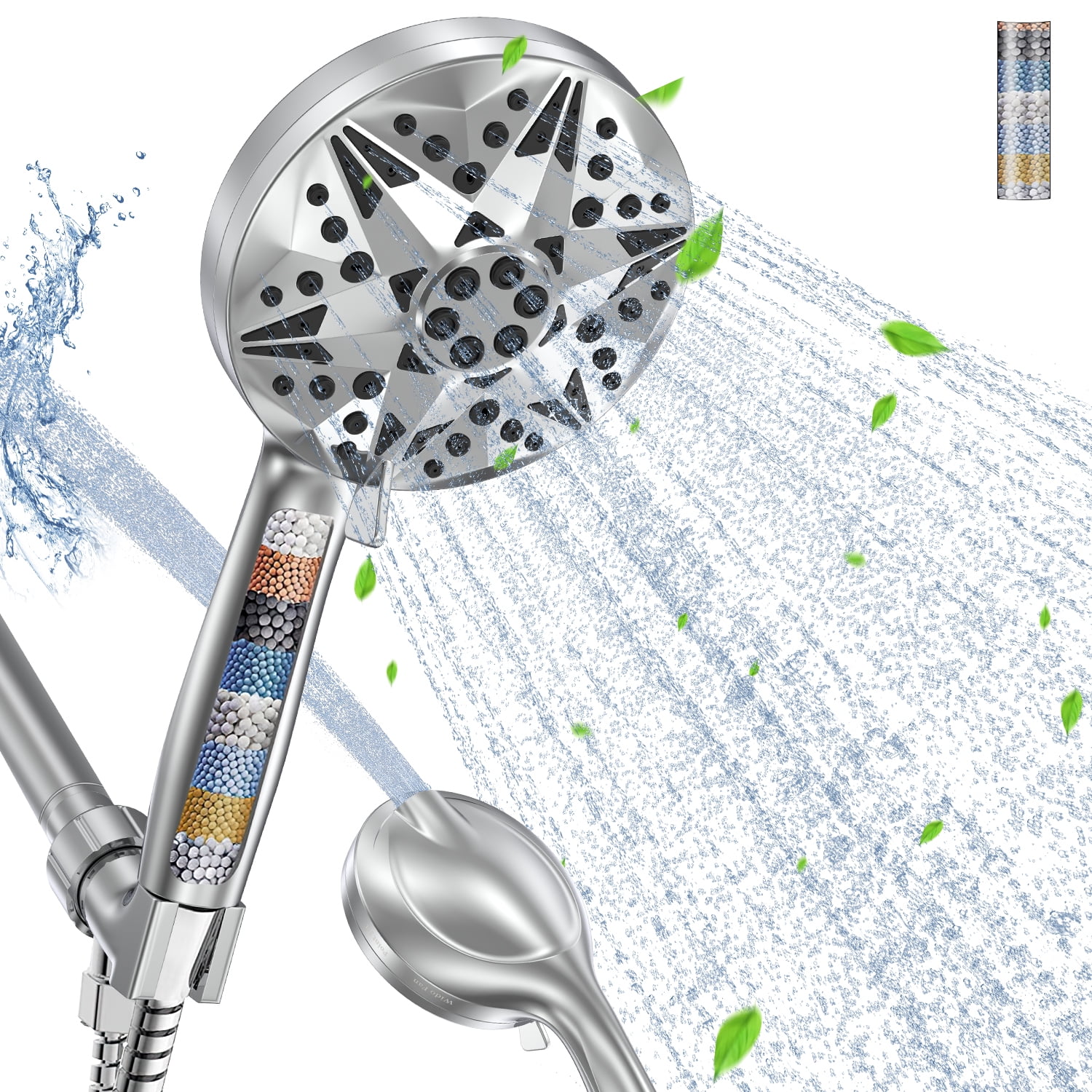 FiveBox Filtered Shower Head with Handheld, High Pressure 10 Spray Modes Detachable Shower Head with Filters for Hard Water, Powerful Rain Showerhead High Flow Hand Held Shower Head for Bathroom