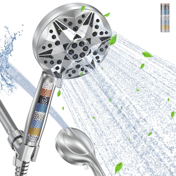 FiveBox Filtered Shower Head with Handheld, High Pressure 10 Spray ...