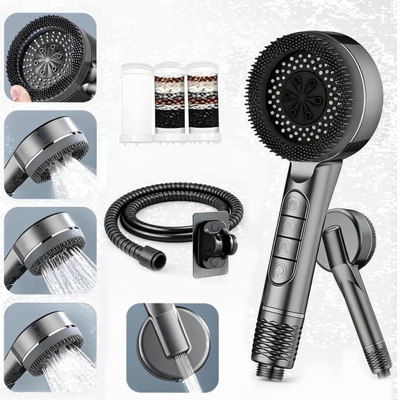 SORIUOOU Ion Drops Filtered Shower Head with Handheld, High Pressure Shower Head Upgraded Anti-Clog Nozzles for Hard Water, Reduce Dry Itchy Skin