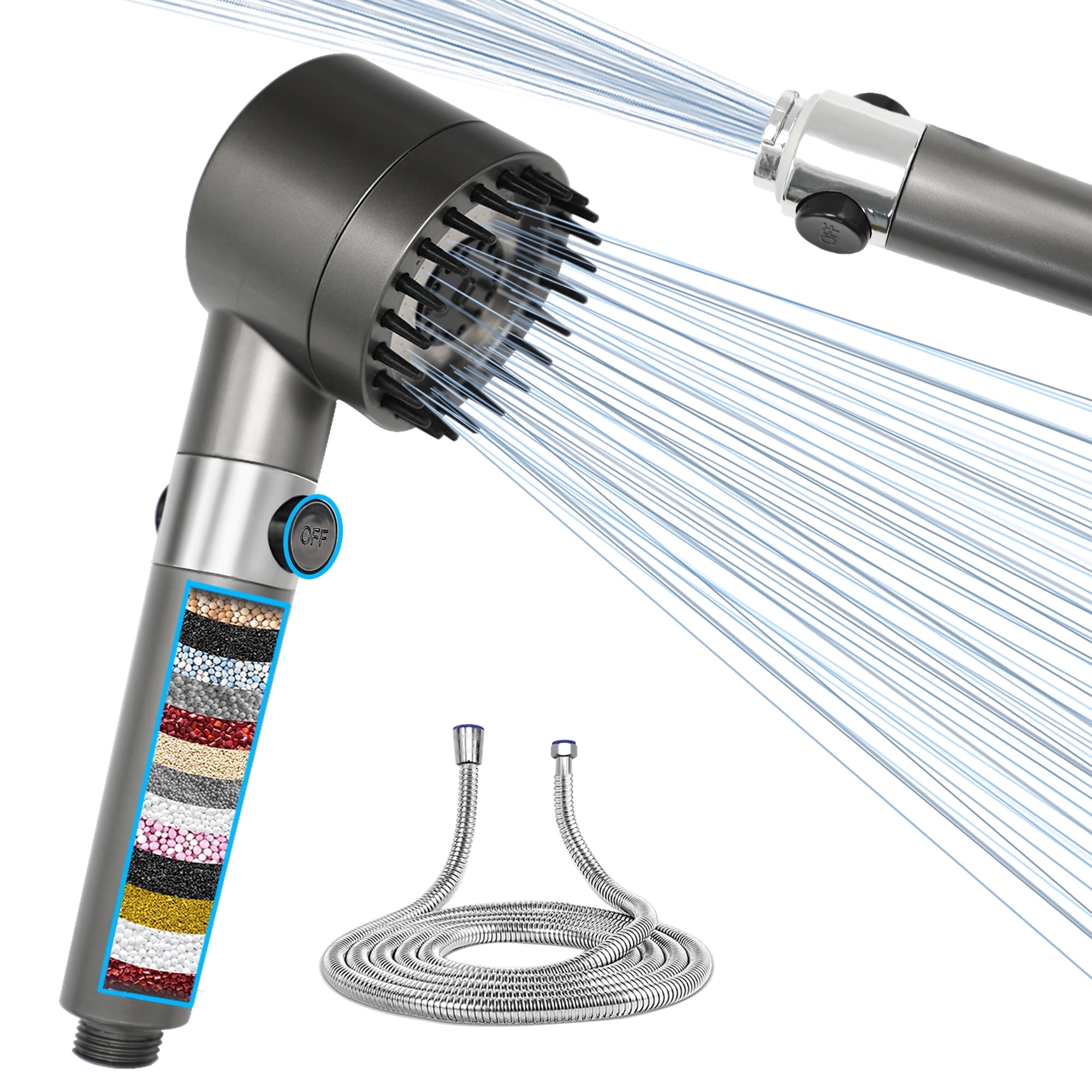 Filtered Handheld Shower Head, High Pressure 5-Mode with Built-in Power Wash for Hard Water  Removes Chlorine & Reduces Dry Itchy Skin