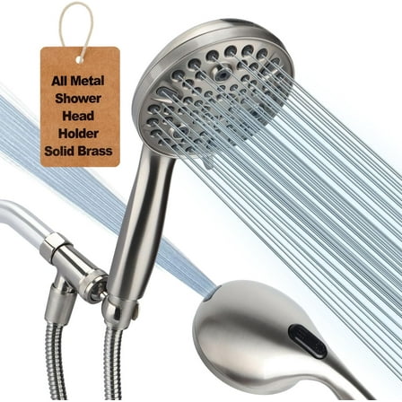 Shower Head with Handheld, All Metal Holder & Extra Long 6 ft. Stainless Steel Hose,Brushed Nickel 2.5 GPM
