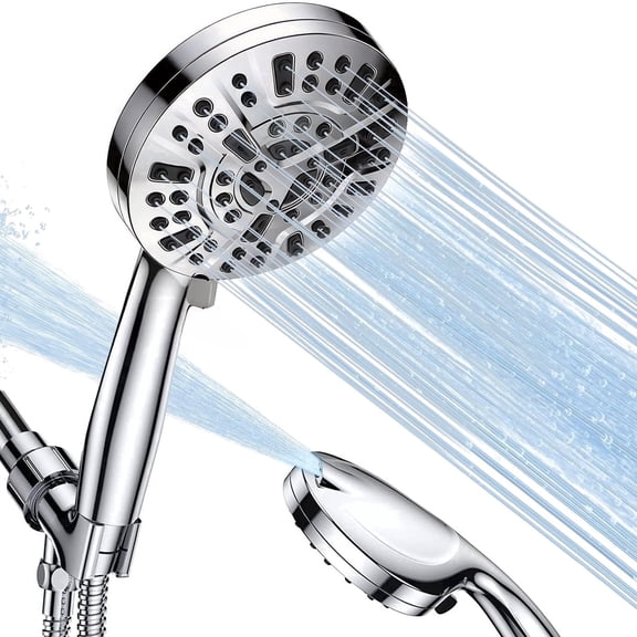 ATUPEN Shower Head with Handheld, High Pressure 10 Modes Handheld Showerhead with 59" Stainless Steel Hose Adjustable Holder