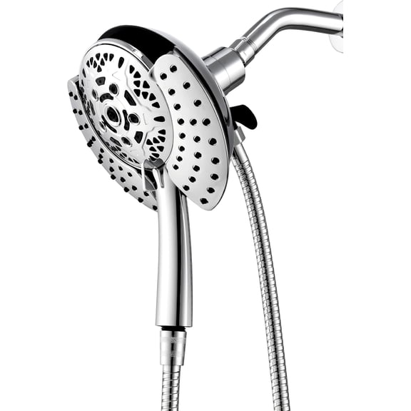Shower Head with Handheld High Pressure: Hand Held & Rain 2-IN-1 59" Rotatable Stainless Steel Hose, Trim Systems