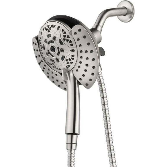KESTE High Pressure Rainfall Shower Heads with Handheld Spray Combo: 2-in-1 Shower Head with 7.2" Rain Shower Head & 10-Setting Handheld Spray, Detachable Showerheads for Bathroom, Nickel