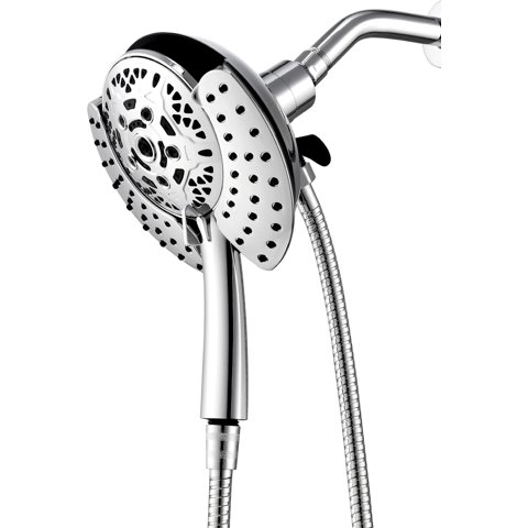 KESTE Shower Head with Handheld Combo High Pressure: 2-in-1 Dual Shower Head with 7.2" Rainfall Shower & Handheld Shower Heads with Hose, Waterfall Showerhead for Bathroom, Silver