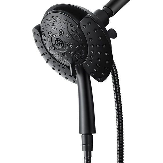 KESTE High Pressure Rain Shower Head with Handheld Spray Combo: 2-in-1 Shower Combo with 7.2" Rainfall Shower Heads & Detachable Handheld, Dual Showerheads for Bathroom, Black