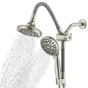 Shower Heads with Handheld Spray Combo, Flexible/Bendable Shower Head with 9 Spray Options, High Pressure Shower Head Easy Installation, Dog Shower Attachment - with 1.75 Restrictor (Nickel)