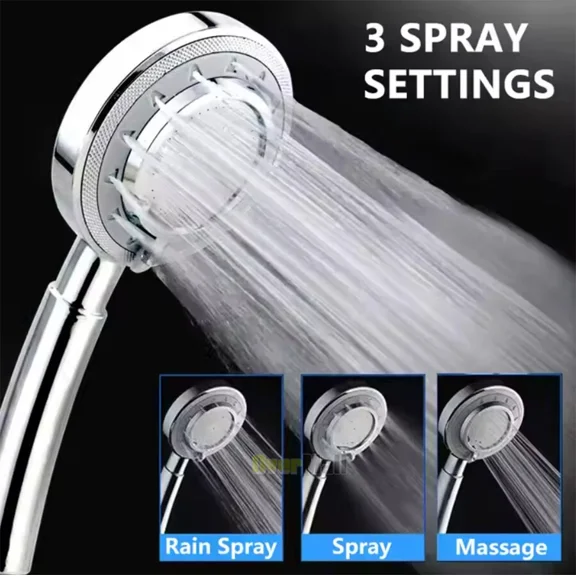 Shower Heads Handheld Spray High Pressure 3 Modes Adjustable Showerhead Spa Bath
