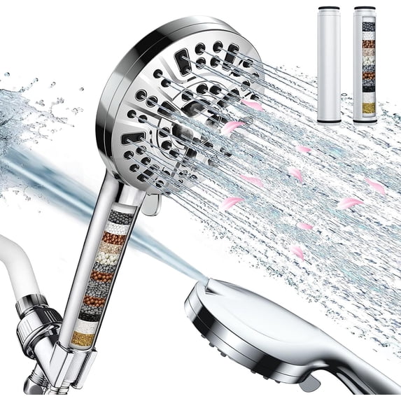 Shower Heads with Handheld , High Pressure Shower Head with 1 Replaceable Filters-The Perfect Detachable Heads for Bathroom Upgrade