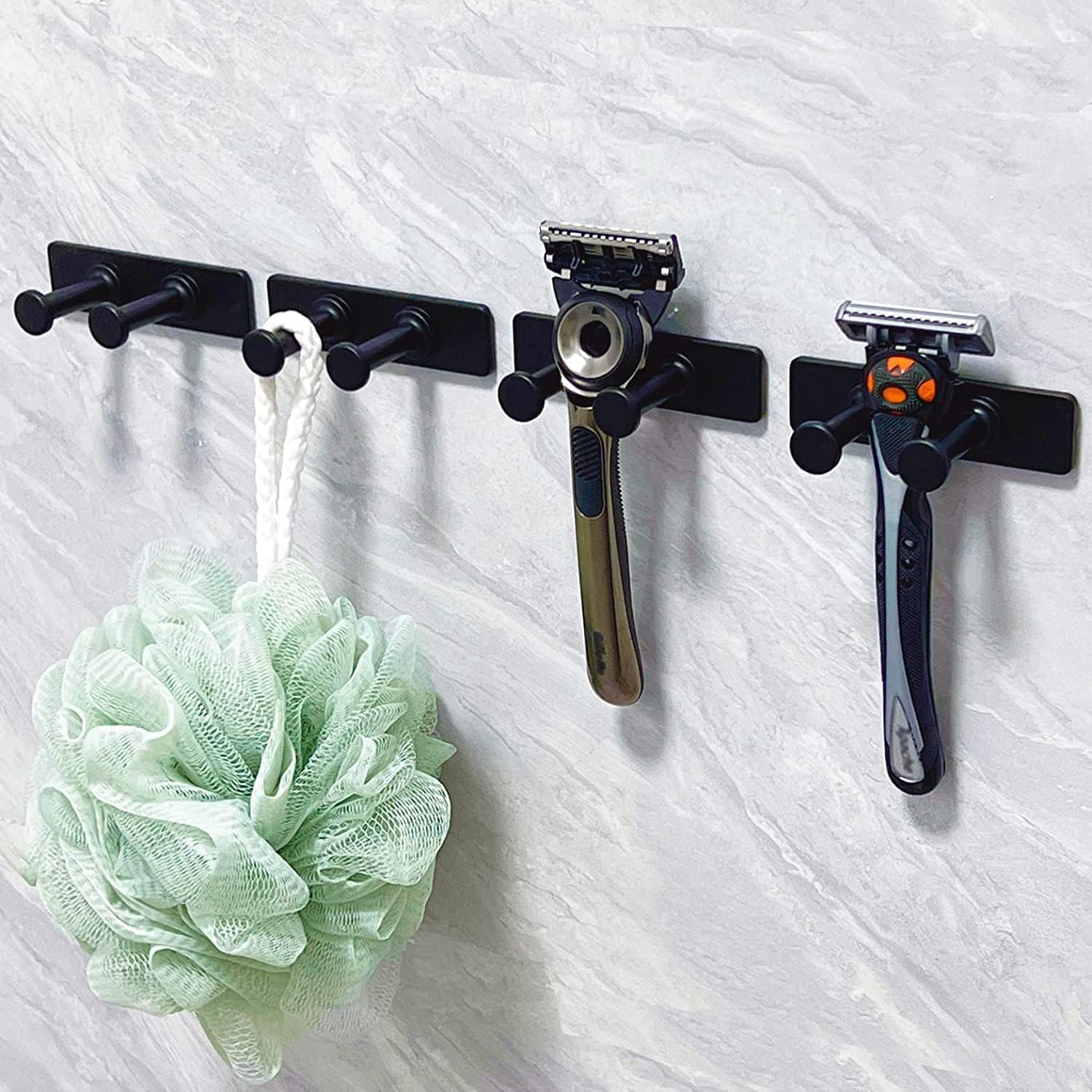 4Pack Shaver Holder, Razor Holder for Shower, Waterproof Shower Razor Hook, Self Adhesive