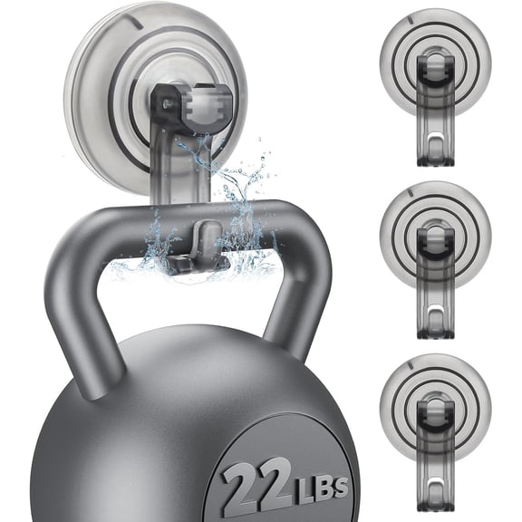 Shower Hooks Suction Cup, Heavy Duty Suction Cup Hooks Waterproof for Shower, Bathroom, Glass, Door, Windows, Kitchen Hanging up to 22lbs on Smooth Surface, Easy to Install and Remove (4pack)