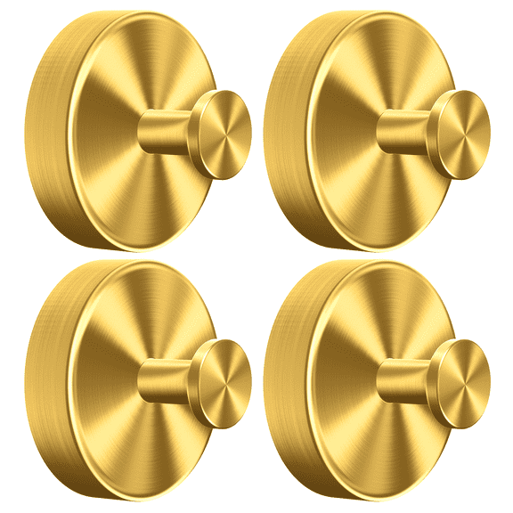 Suction Cup Hooks for Glass Windows & Walls – Removable Stainless Steel Shower Hooks- Perfect for Bathroom, Kitchen, Glass, Mirrors, and Tiles (Gold, 4 Pack)