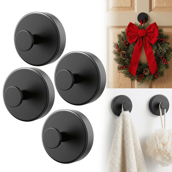 Suction Cup Hooks for Glass Windows & Walls – Removable Stainless Steel Shower Hooks (Gold, 4 Pack)