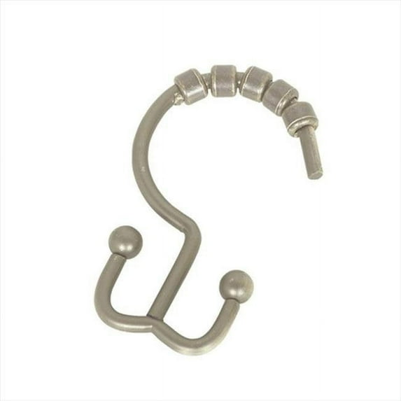 Shower Hooks with Double Roller Style in Brushed Nickel