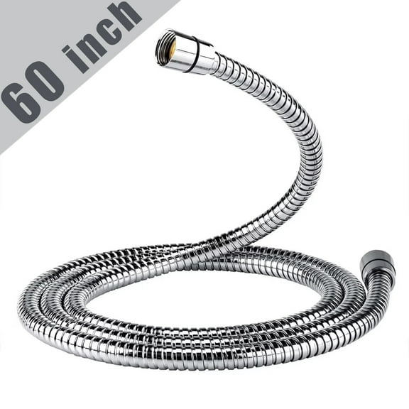 Shower Hose Extra Long 60", Chrome Handheld Shower Head Hose with Brass Insert and Nut
