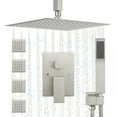 thumbnail image 1 of Shower Jets Rain Shower System with 12'' Ceiling Shower & Hand Shower, Overhead Full Body Shower System with Body Spray Jets Brushed Nickel Rain Shower Set, 1 of 10