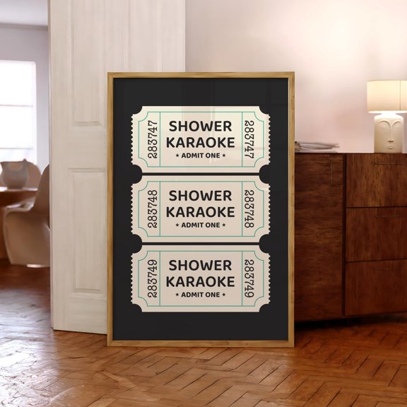 Shower Karaoke Bathroom Singing Ticket Wall Art Decor Unframed Paper Print