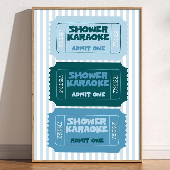 Shower Karaoke Bathroom Ticket Poster Unframed Paper Print