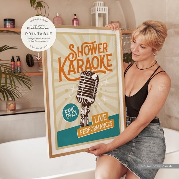Shower Karaoke Bathroom Unframed Paper Print