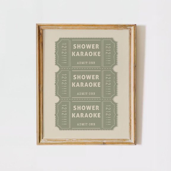 Shower Karaoke Lime Cream Bathroom Wall Art Decor Unframed Paper Print