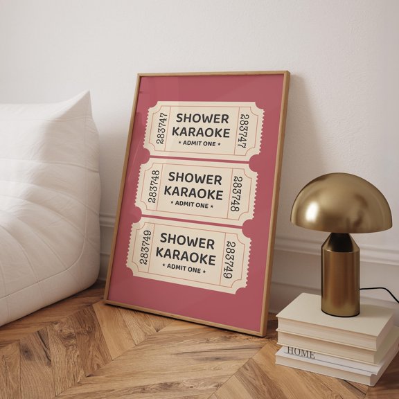 Shower Karaoke Ticket Bathroom Singing Vintage Wall Art Decor Unframed Paper Print