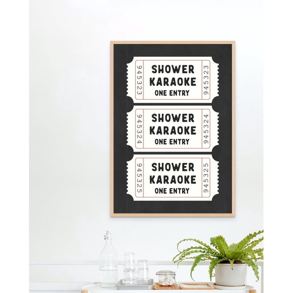 Shower Karaoke Tickets Wall Art Bathroom Wall Decor Unframed Paper Print