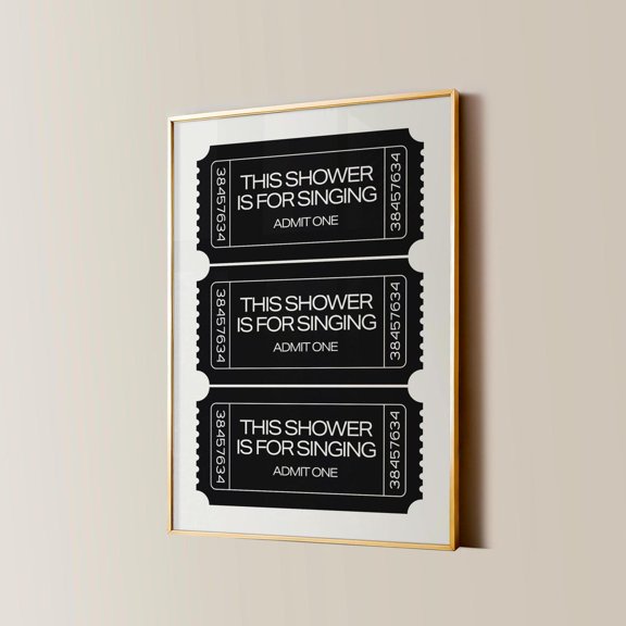 Shower Karaoke Typography Illustration Restroom Bathroom Poster Unframed Paper Print