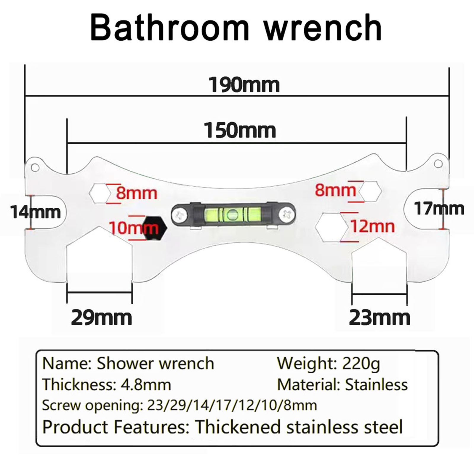Shower Key Tool - Special Self Levelling Curved Key