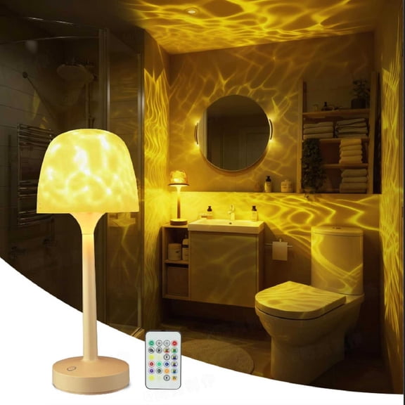 Shower Lamp, 3600mAh 32cm Waterproof with 16 Colors & Water Ripple Lamp Effect, Touch Control, for Inside Shower/Bathtub/SPA/Bathroom/Relaxation Nights/Romantic Evenings