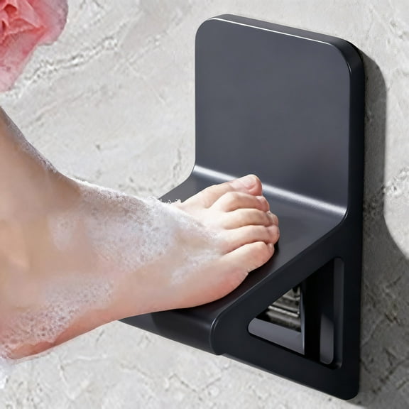 Shower Leg Rest Foot Step Support With Tray No Drill Wall Mount For Bathroom Tile Glass Home Use Kids Elderly Adults Hotel Apartment Living
