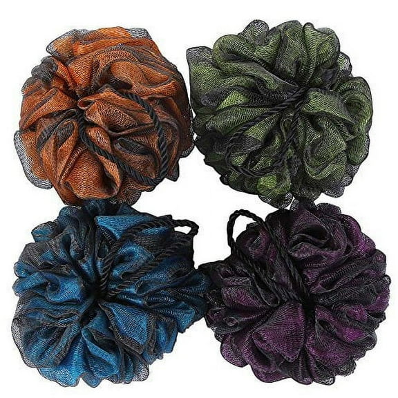 Shower Loofah Bath Sponge 60g - 4 Pack Body Back Scrubber Soft Mesh Shower Puffs Exfoliating Loofa, Loofah Shower Exfoliating Scrubber for Women and Men, Beauty Bathing Accessories