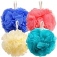 thumbnail image 1 of Shower Loofah Bath Sponge 60g/Piece, Exfoliating Bath Sponge Body Scrubber - Bath Pouf Balls Set of 4 Flower Color, 1 of 6