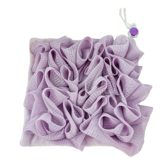 Shower Loofah - Natural Fiber, with Soap Holder, for Body Scrubbing
