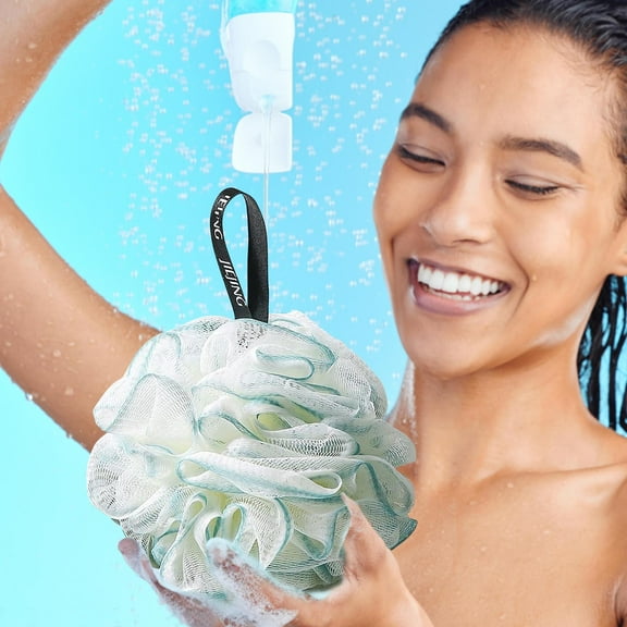 Shower Loofah Sponge,Exfoliating Body Bath Flowers,Bath And Bath Sponge, 1 Set Mesh Pouf Bath Scrunchies Body Wash for Women Men