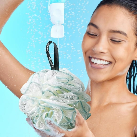 Shower Loofah Sponge,Exfoliating Body Bath Flowers,Bath And Bath Sponge, 1 Set Mesh Pouf Bath Scrunchies Body Wash for Women Men