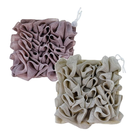 Shower Loofah With Drawstring Soap Holder & Bubble Maker Soft Scrubbing Sponge For Rich & Back Scrubbing 2PCS and Christmas