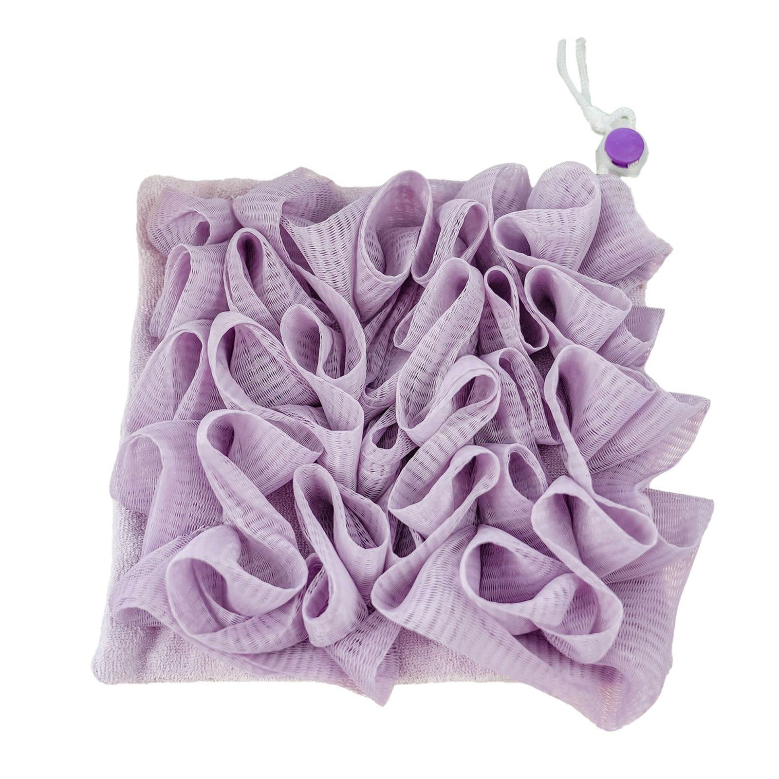 Shower Loofah With Drawstring Soap Holder & Bubble Maker Soft Scrubbing