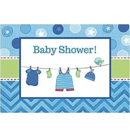 Shower Love Boy Chevron Polka Dot Baby Shower 8 Party Invitations w/Envelopes